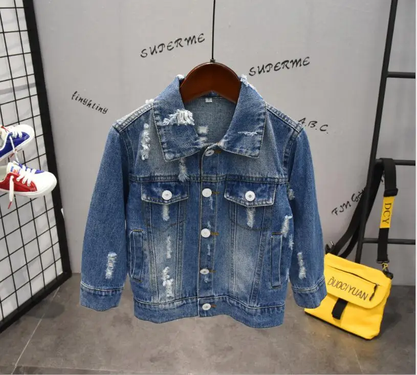 Комплекты детской одежды для детей 2-7 лет новая модная ковбойская куртка на осень