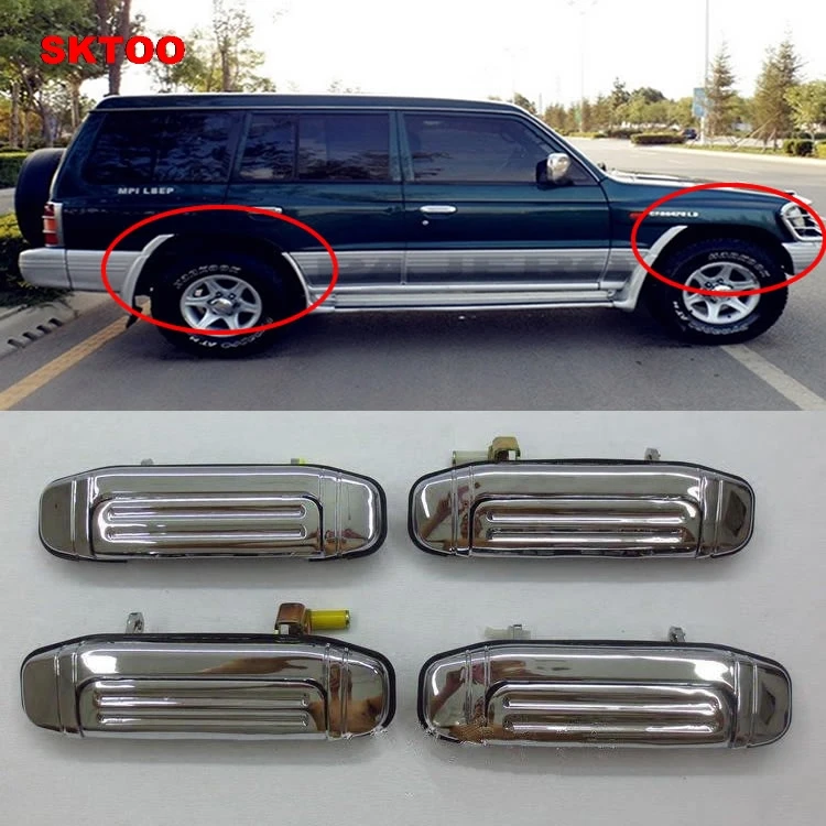 4 шт для Mitsubishi Pajero 2 аксессуары Chrome дверные ручки V31 V32 V33 V43 V44 V45 V46 1991-1999 1996 1998 1992 Стикеры автомобиль sty