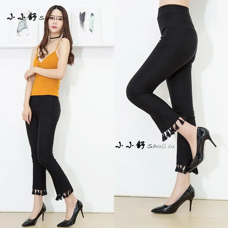 Женские Летние черные брюки с кисточками юбка до щиколотки| |