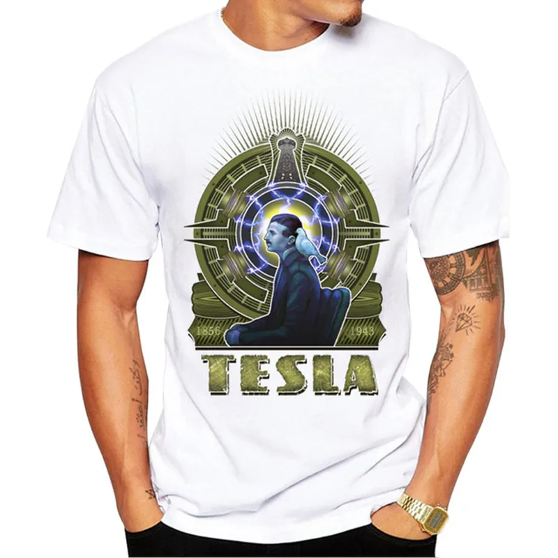 Никола Тесла футболки Для мужчин Повседневное с коротким рукавом печатных