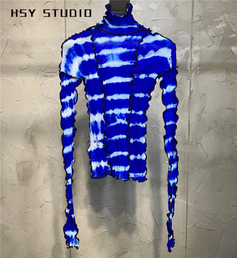 【HSY studo】2019 Осенняя Новая модная Приталенная футболка в стиле пэчворк три цвета