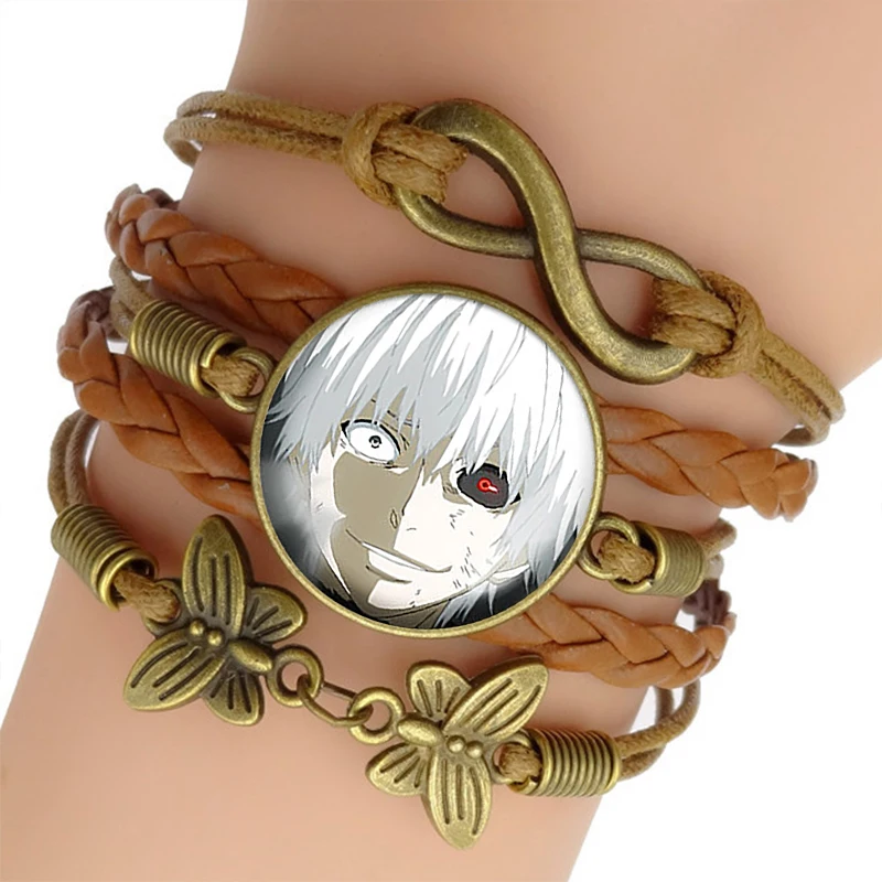 Одежда с надписью «Tokyo Ghoul браслет Горячее предложение, аниме, косплей коричневый многослойная Кожаные браслеты Модные украшения для Для женщин, подарки на день Святого Валентина
