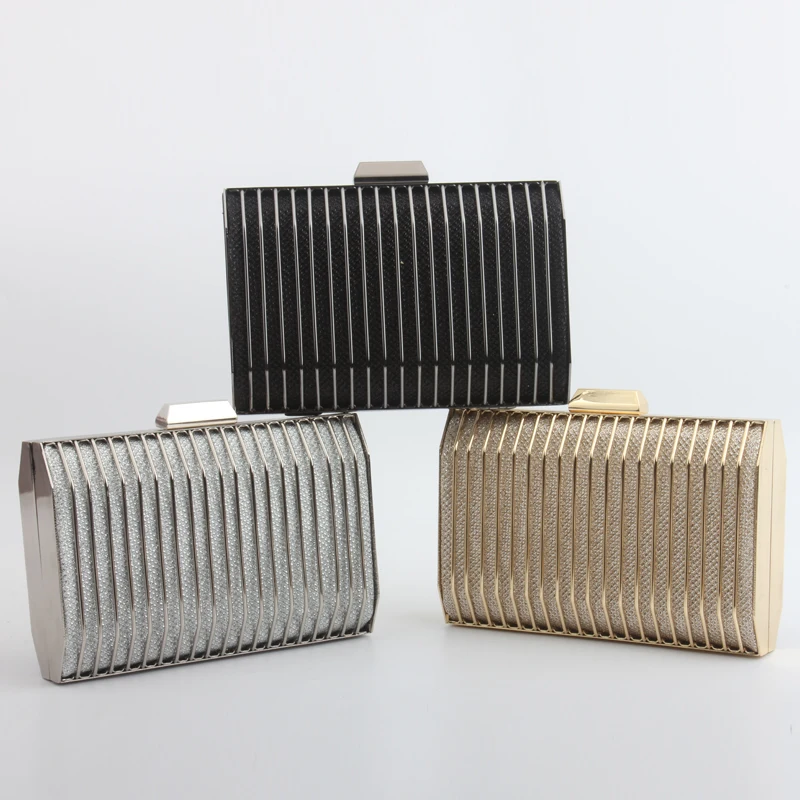 

Vintage Stripe Messenger Women Bag Shiny Metalic Hollow Day Clutch Bag Purses Party Prom Evening Bag European American Handbag