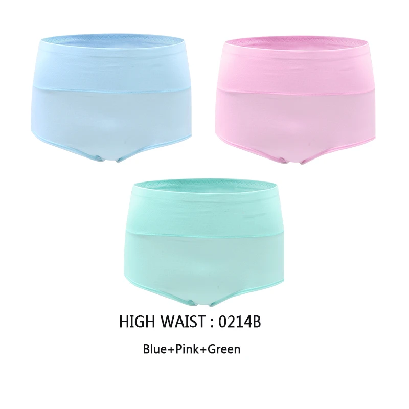 High Waist 0214B Женские трусы для критических дней LANGSHA, хлопковые бесшовные трусы брифы с широкой непромокаемой вставкой, нижнее белье анатомического кроя для девушек, набор из 3 шт - Цвет: High Waist 0214B