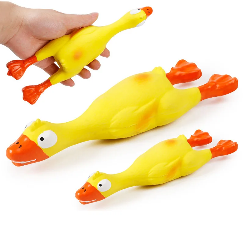 Squawking Chicken Dog Toys 23cm Yellow Rubber Squeeze Squeaky and Screaming Duck Pet Perfect Gift for Pets or Kids | Дом и сад