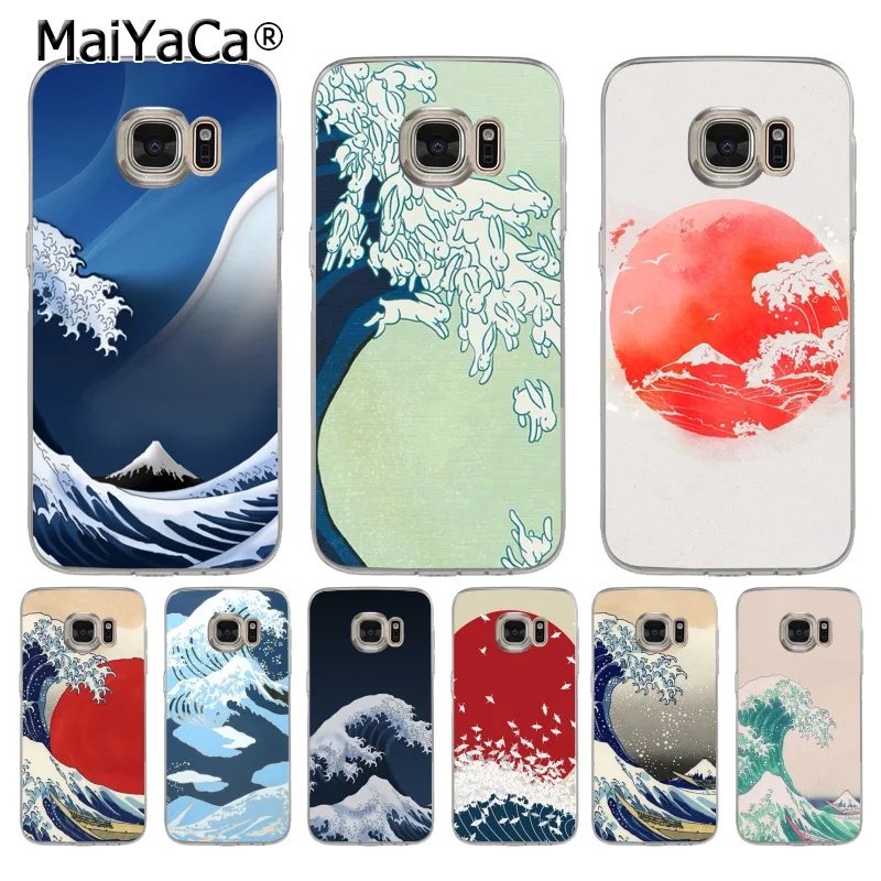 Чехол для телефона MaiYaCa Wave Art Japanese Green Illust с красочным принтом из ТПУ samsung galaxy s8 s7 edge