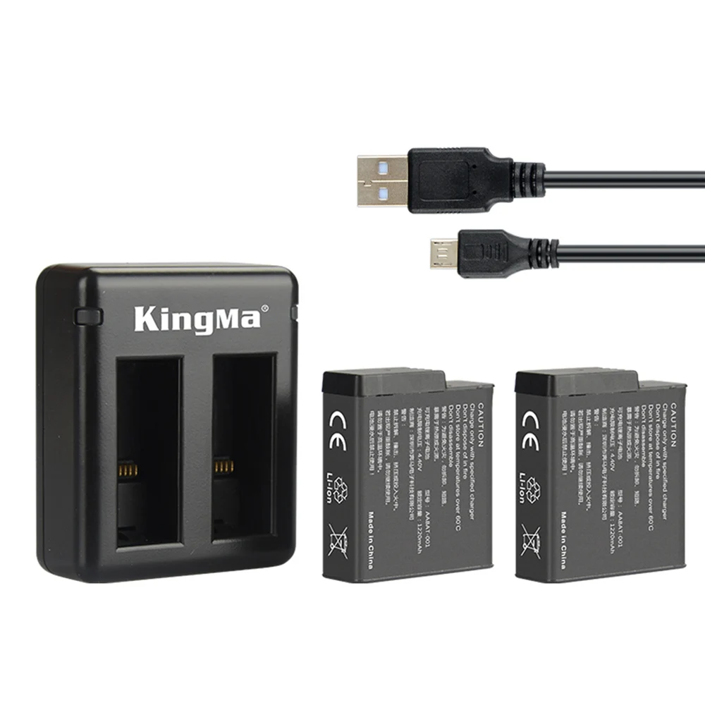 KingMa для 2 шт 1220mAh GoPro Hero 5 6 аккумулятор + двойное зарядное устройство USB Hero5 Black
