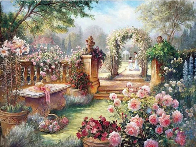 NEW 5D diy diamond painting landscape garden resin stone drill full embroidery icon home decor artificials | Дом и сад