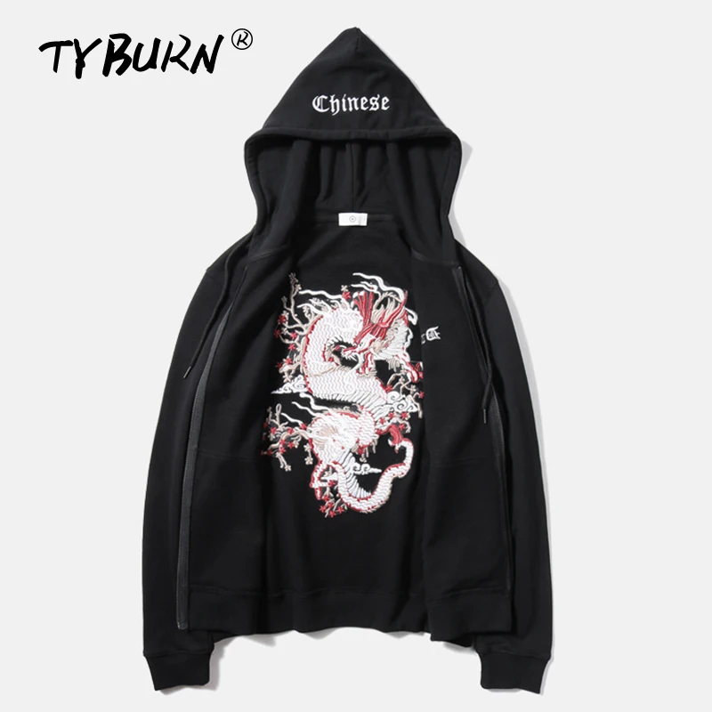 TYBURN 2019 мужские толстовки дракон кардиган вышитая Толстовка мужская Тонкая