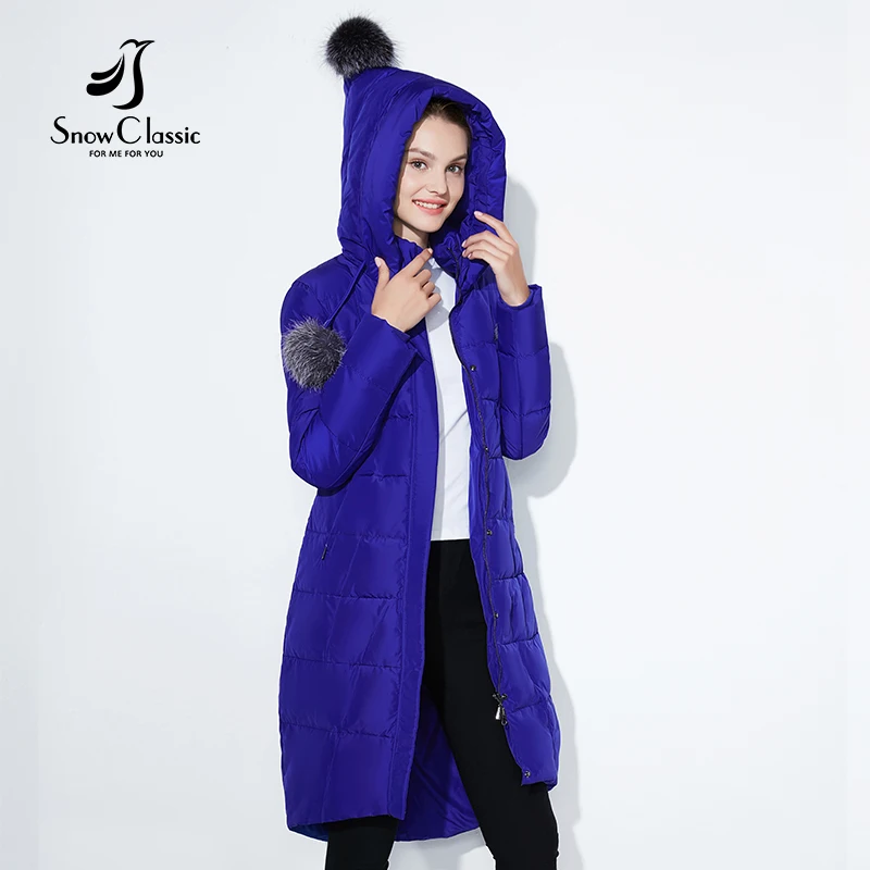 SnowClassic 2018 зима длинная куртка женщин теплый пальто мода Preppy Style outwear сплошной