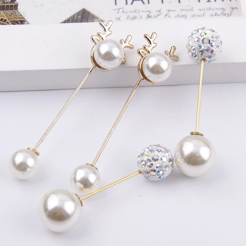 2 шт. роскошный олень и кристаллический АБ искусственный жемчуг Золотая брошь