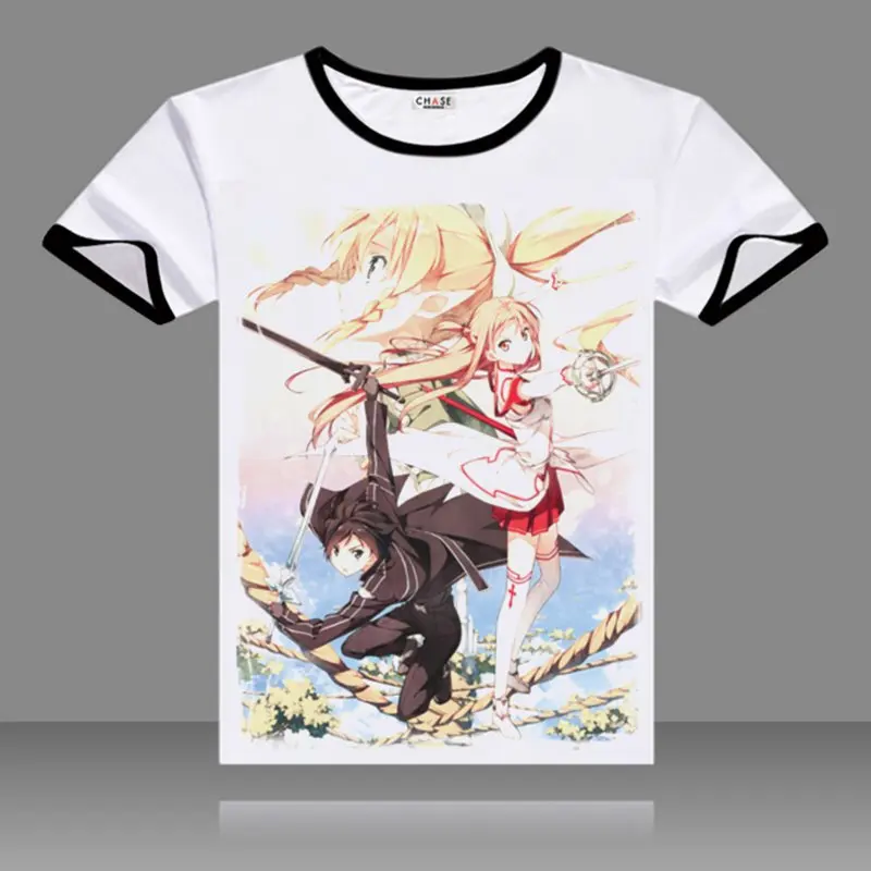 Мужская футболка с коротким рукавом и круглым вырезом принтом|sword art online cosplay|cosplay