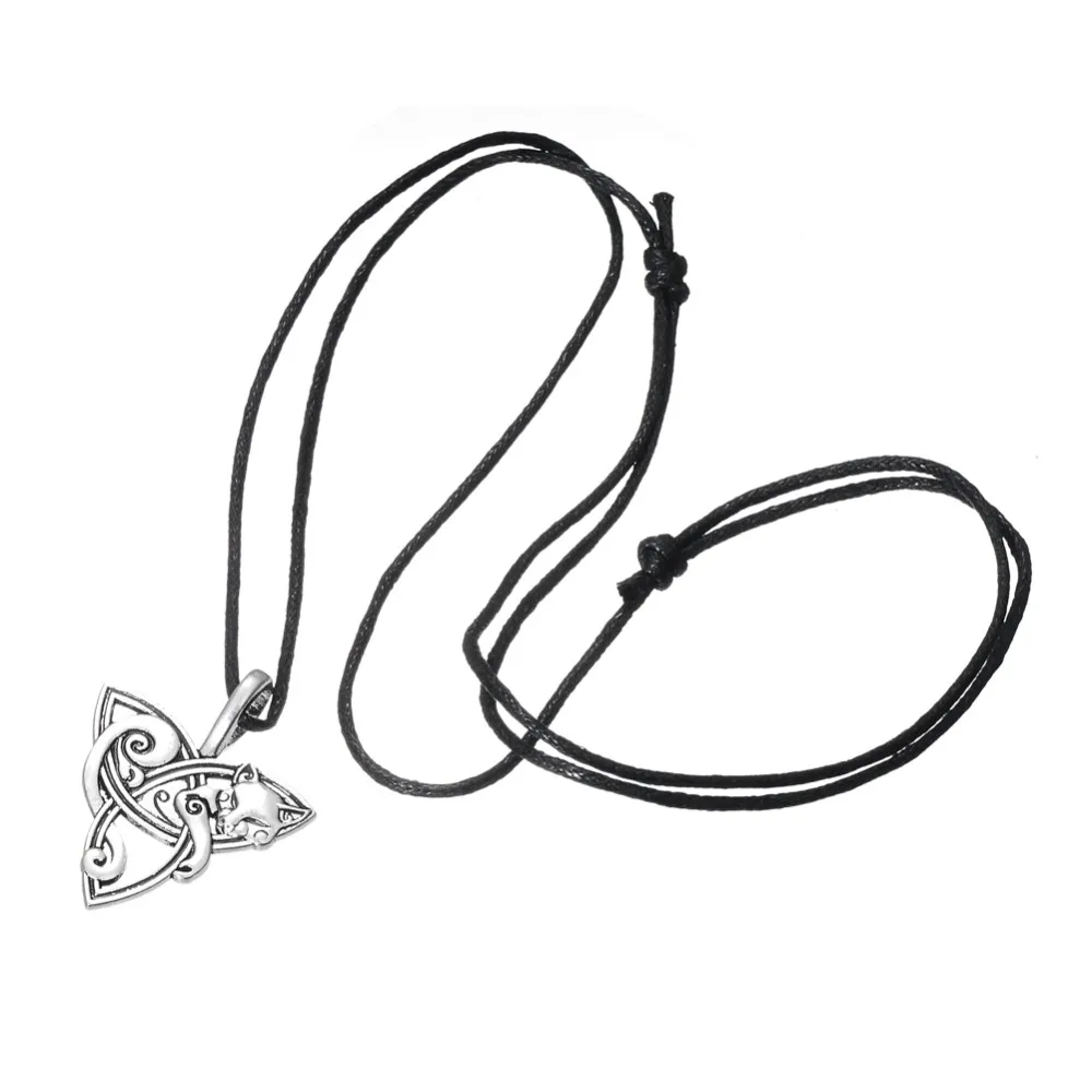 Dawapara колье с кулоном в стиле викингов лиса Triquetra Fenrir животное кулон ожерелье Мужская мода ювелирные изделия Сверхъестественное Амулет узел
