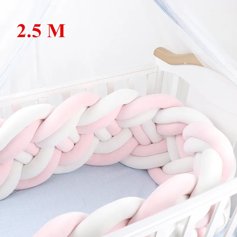 Pink White 2.5M Одежда для новорожденных для детской кроватки, Tour De France горит Bebe Tresse детская кроватка бампер/бамперы в бампер для детской кроватки тесьмой кровать Nodic узел детской комнаты - Цвет: Pink White 2.5M