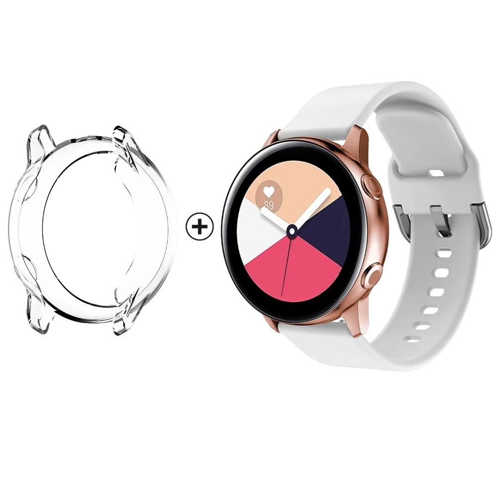 Силиконовый ремешок для наручных часов 2 в 1 спортивный Samsung Galaxy Watch Active защитный
