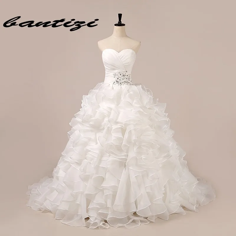 Реальные фотографии длинные свадебное платье 2017 Аппликации Кристалл Винтаж