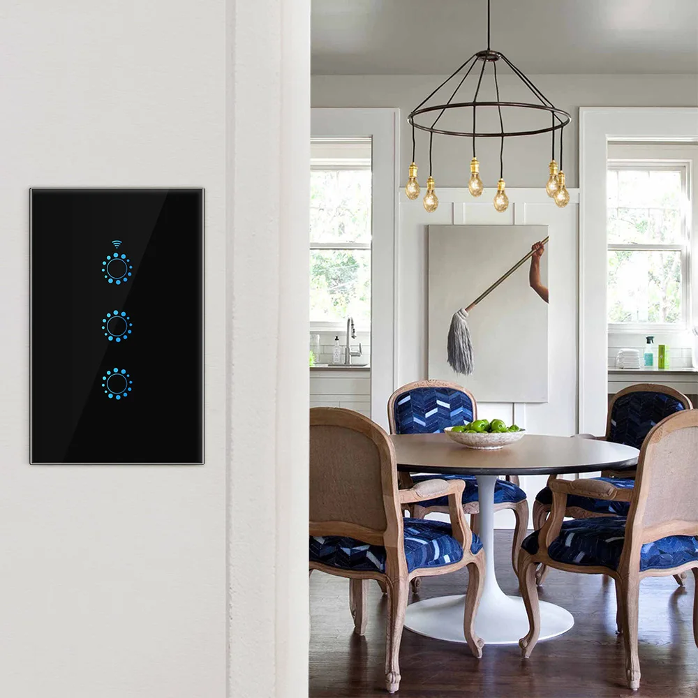 Умный выключатель света настенный с сенсорным управлением Wi-Fi совместим Alexa Google