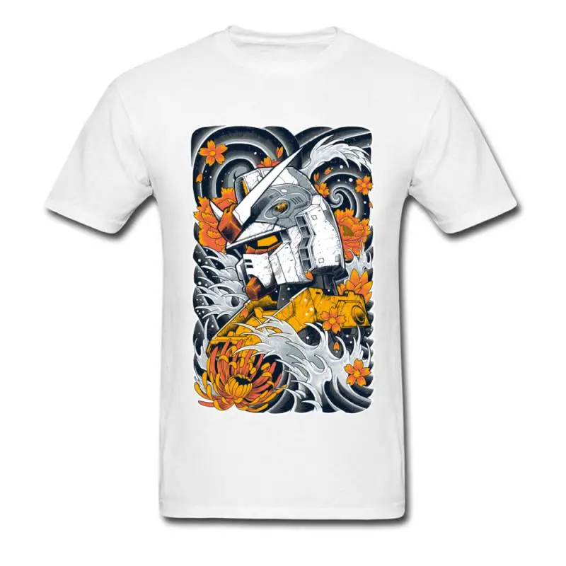 Мужская футболка с изображением Аниме Gundam черная в винтажном стиле рисунком