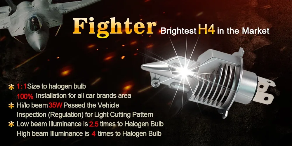 2 шт. Мини Размер H4 HB2 9003 70 Вт 11600LM CSP чипы истребитель светодиодный фары все-в-одном 1:1 размер лампы Автомобильный мотоцикл Высокий/Низкий Луч 6 к