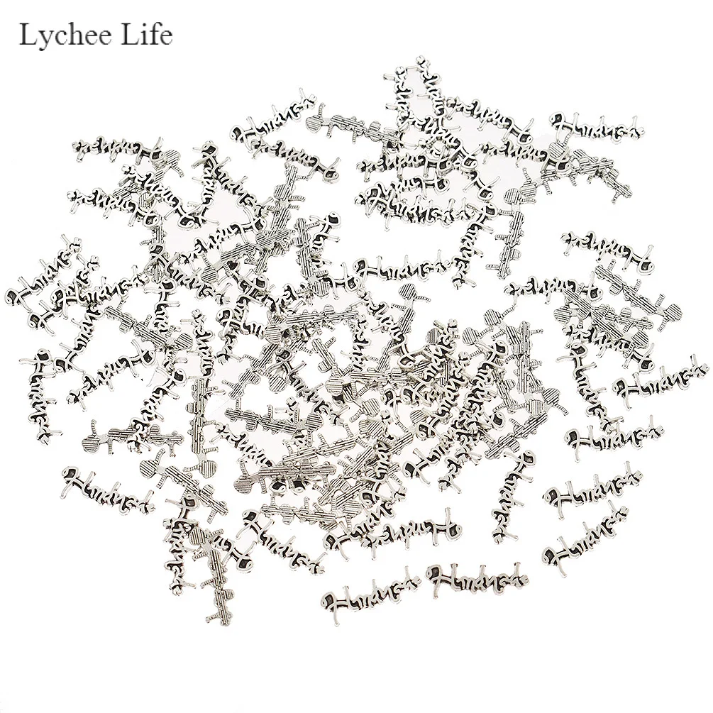 Antique Silver Lychee Life 100 шт. металлические этикетки для одежды ручной работы с буквами DIY Швейные Сумки для изготовления одежды аксессуары для украшения - Цвет: Antique Silver