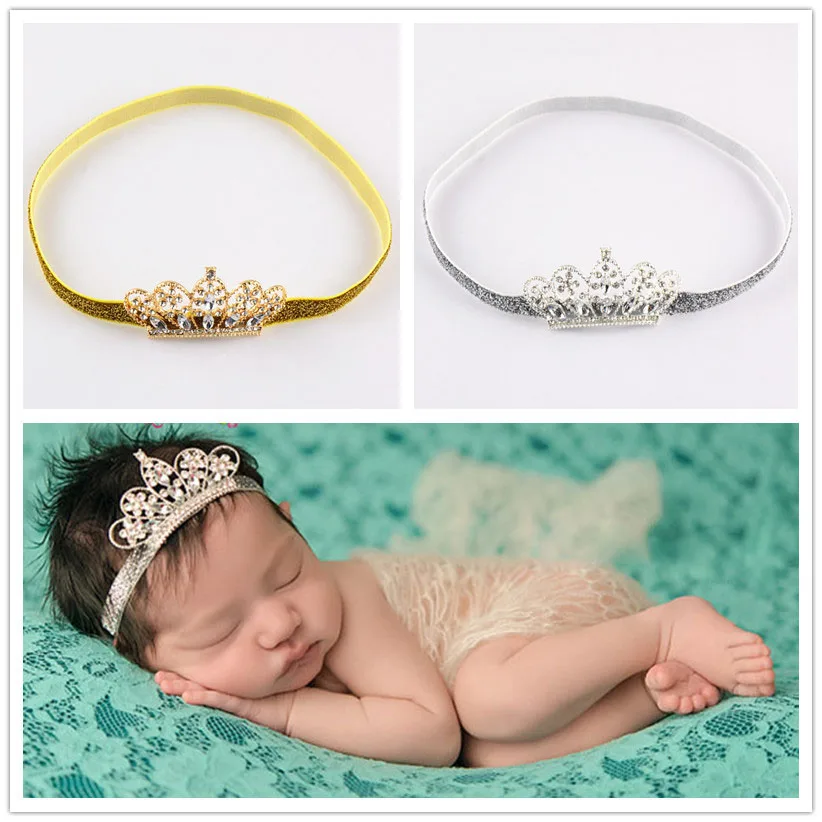 Золотая/Серебристая цветная повязка на голову для девочек 50 шт./лот блестящая с