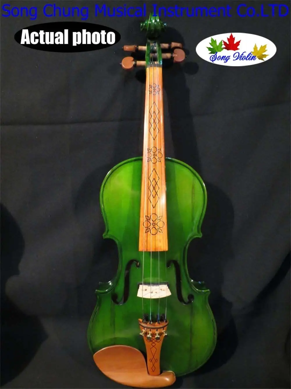 

4 strings 4/4 electric violin,Green color Acoustic violin,maple fingerboard