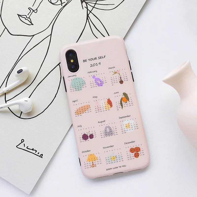 Забавный календарь для iPhone Xs XR Max мобильный телефон оболочка iPhone6s 7 8 настенный