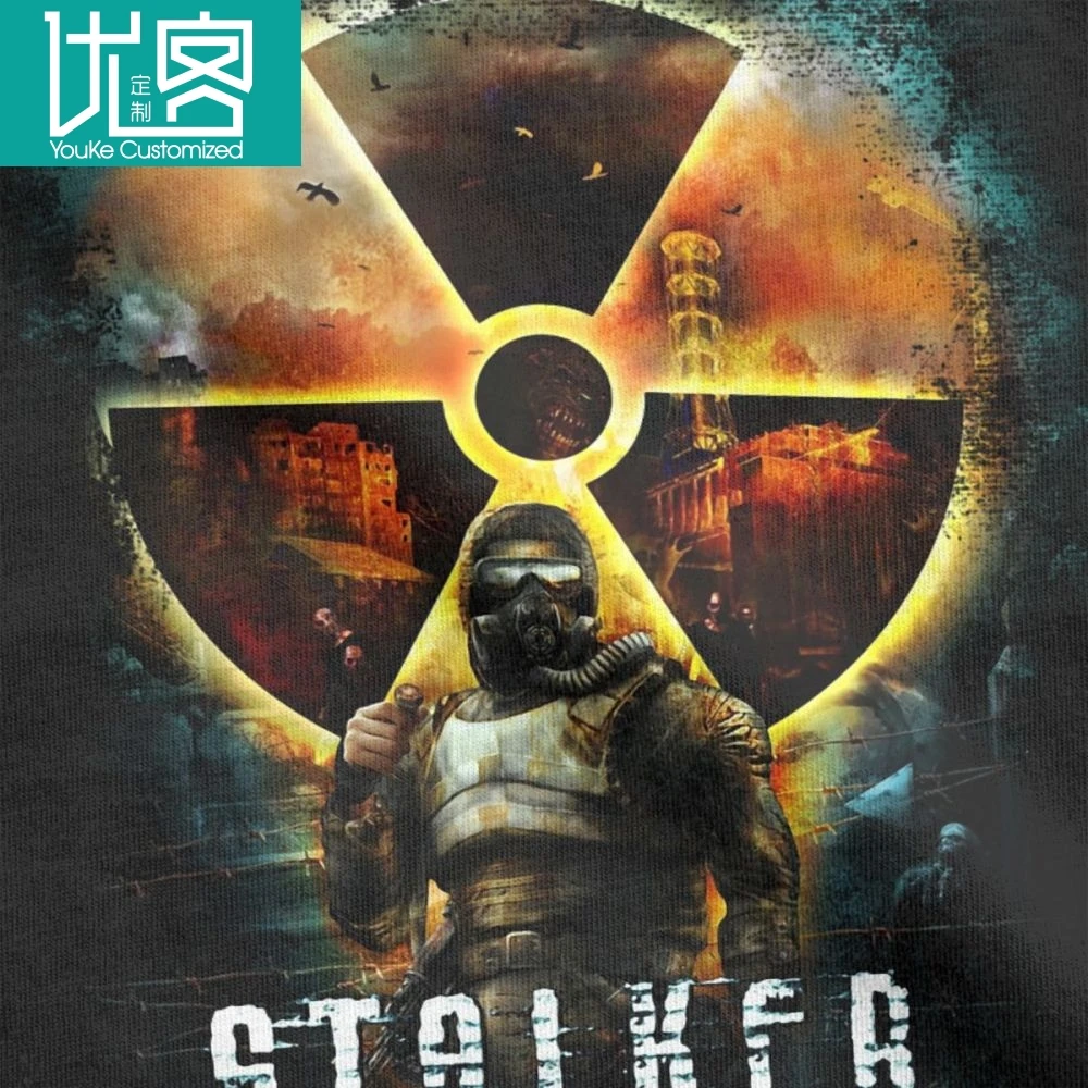 Casual Tees Shirts Stalker Shadow of Chernobyl Cool T Men's Organnic Cotton Short Sleeve Solid T-Shirt Round Collar | Мужская одежда