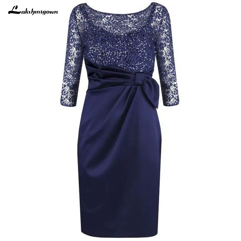 Темно синий 3/4 одежда с длинным рукавом для матери Обувь под свадебное платье невесты кружевом размера плюс