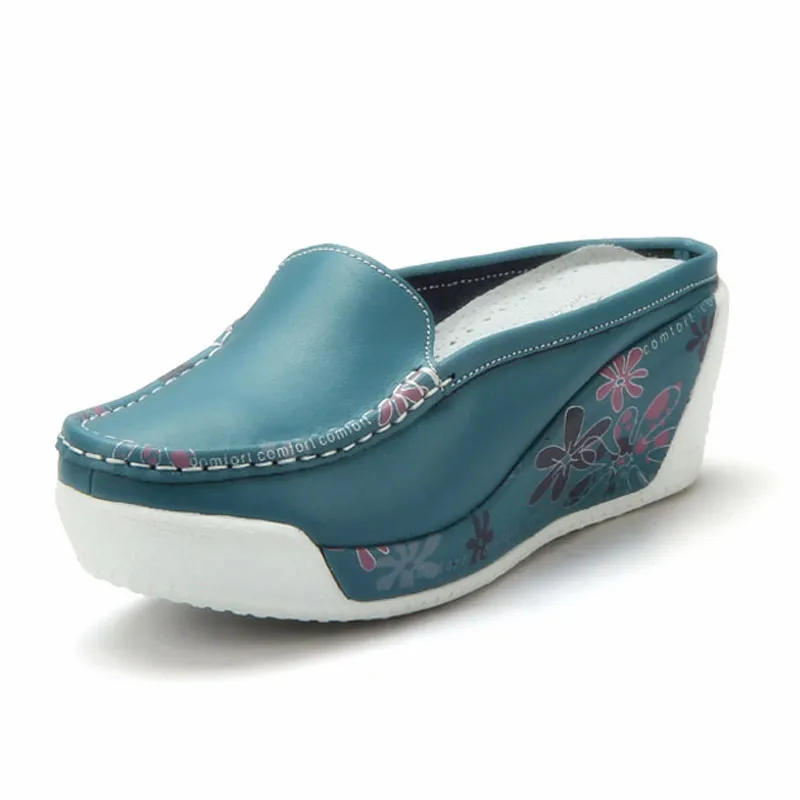 Женские туфли из натуральной кожи на танкетке толстой подошве|shoes ladies|white wedgesfashion