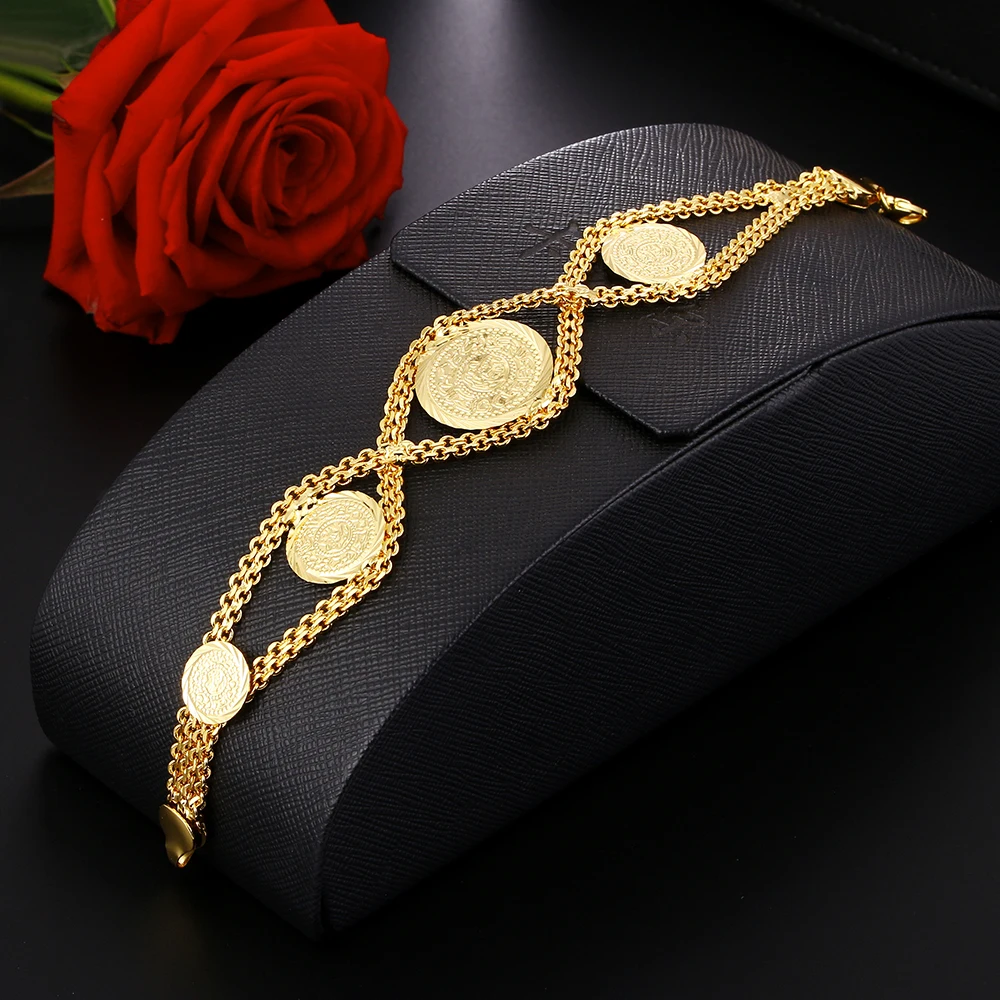 Женские браслеты Ethlyn круглые металлические с подвесками в виде монет Средний