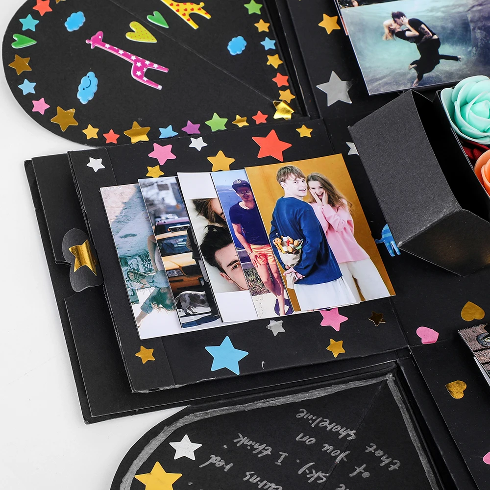 Бесплатные фотографии DIY сюрприз любовь Взрывная коробка подарок взрыв для юбилея скрапбукинга DIY Фотоальбом подарок на день рождения 15x15x15 см