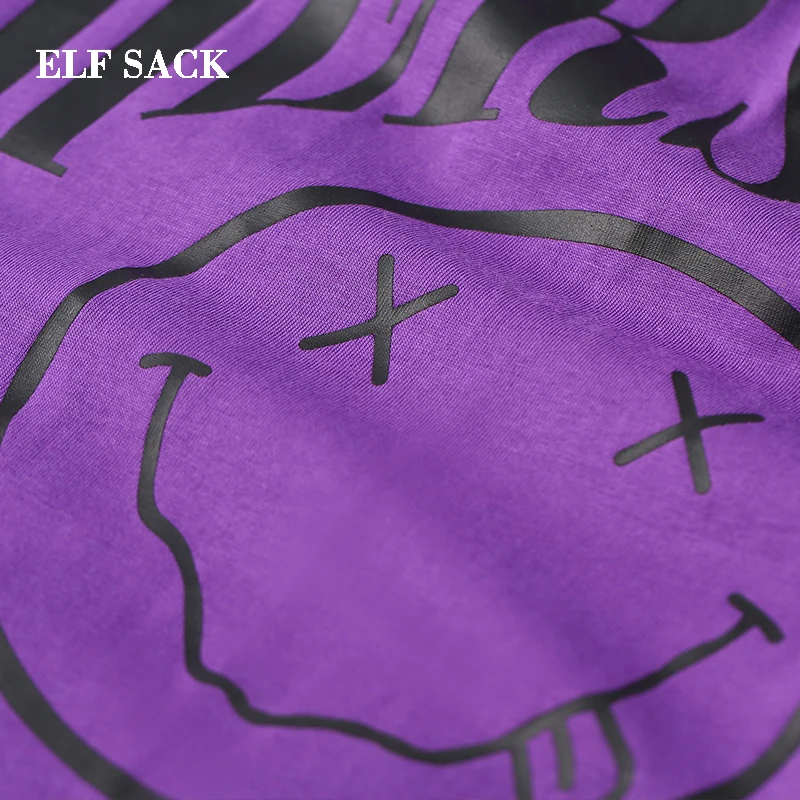 ELFSACK European New Fashion Woman Tshirt Cotton Casual Letter Print O-Neck T-shirt Harajuku Hip-hop Women Tees Tops | Женская одежда