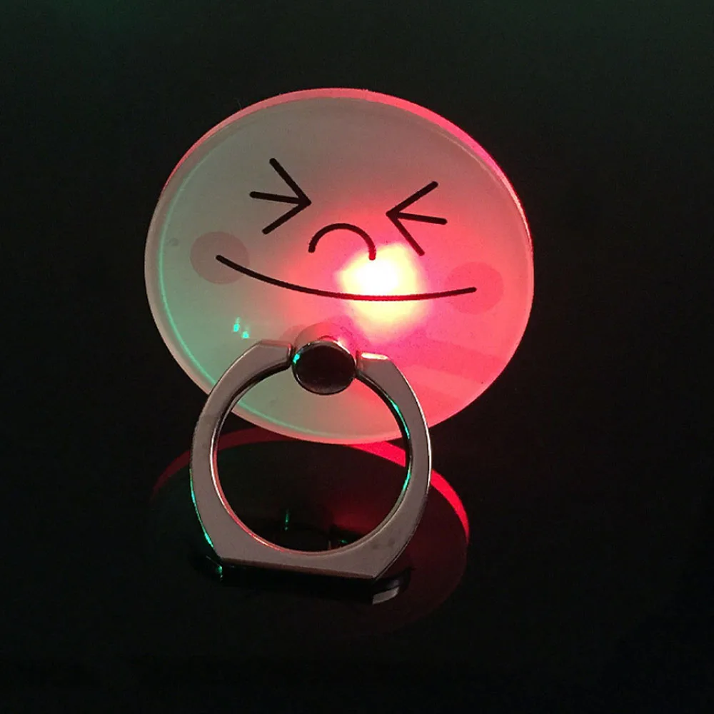 smile face Светодиодный индукционный красный и синий мигающий Кронштейн для мобильного телефона, держатель для телефона, кристальная акриловая Автомобильная деталь - Название цвета: smile face