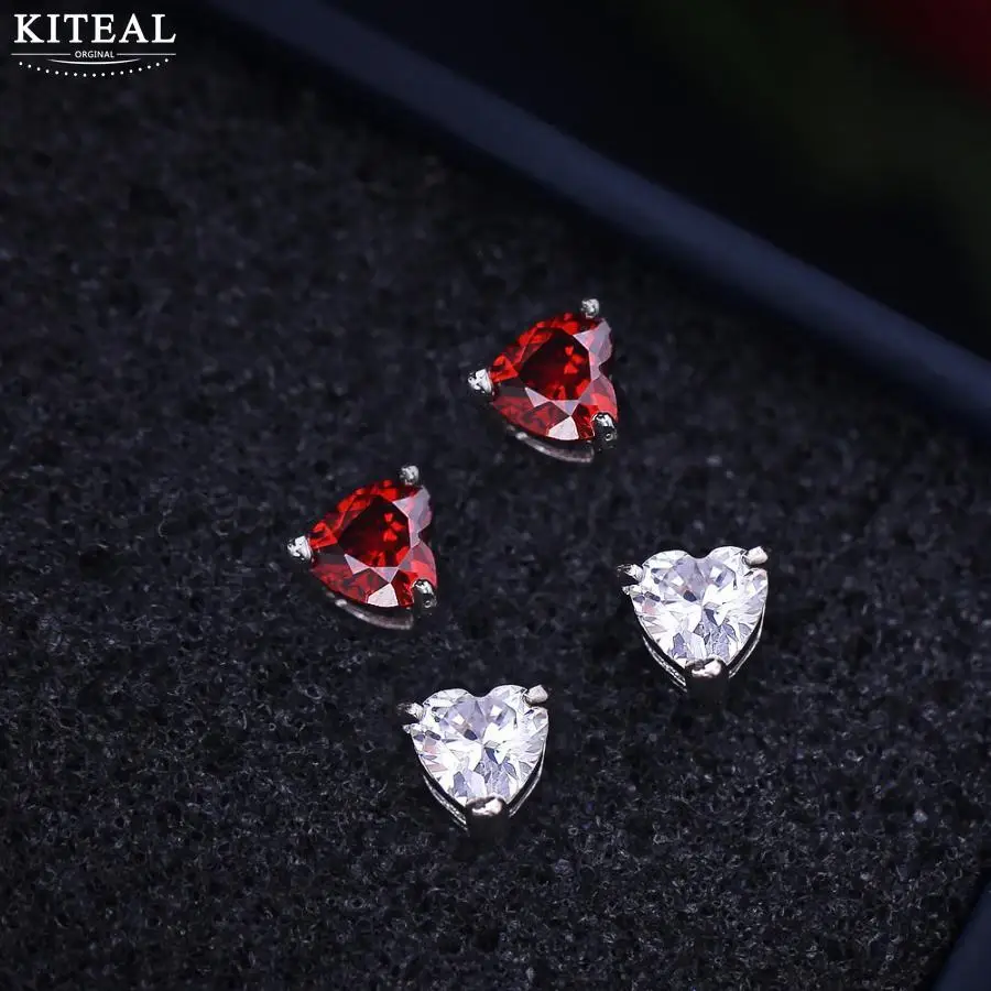 KITEAL 2018 Новинка серебро 925 пробы 3 когти гранат милый в форме сердца шпильки