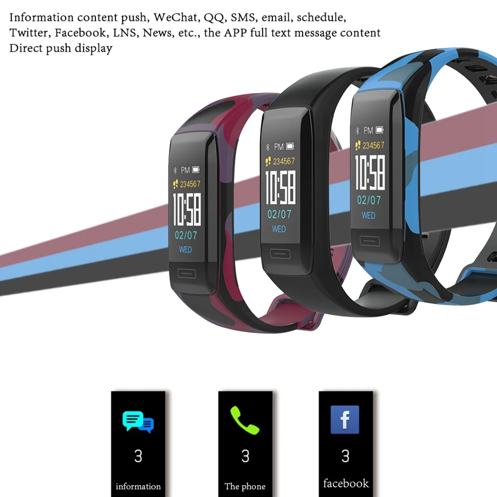 V7 plus Smart Band Fitness Tracker Bracelet Sports Wristband With Heart Rate Blood Pressure Monitor Pedometer pk miband 2 ID115 |
