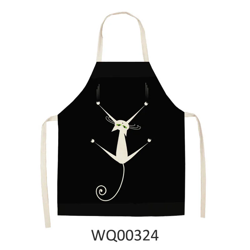WQ00324 Кухонный Фартук с милым рисунком кота из мультфильма, водонепроницаемый фартук из хлопка и льна, легко чистится, инструменты для дома, 12 стилей на выбор - Color: WQ00324