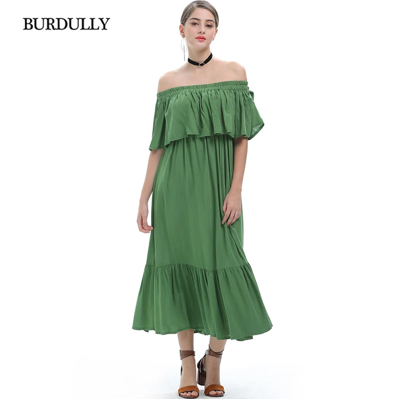 BURDULLY 2019 корейский Лето Sexy женское платье плюс Размеры длинные Повседневное с