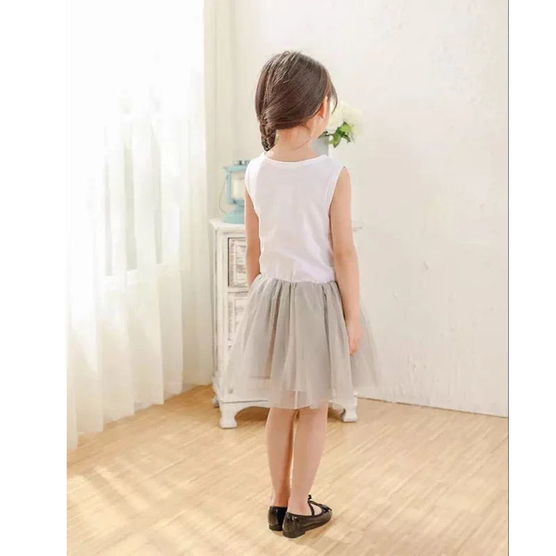 MCAGTZ Girls Dress 2016 Brand Clothes White Cartoon deer Print Voile Design for Kids Princess Dresses | Детская одежда и обувь