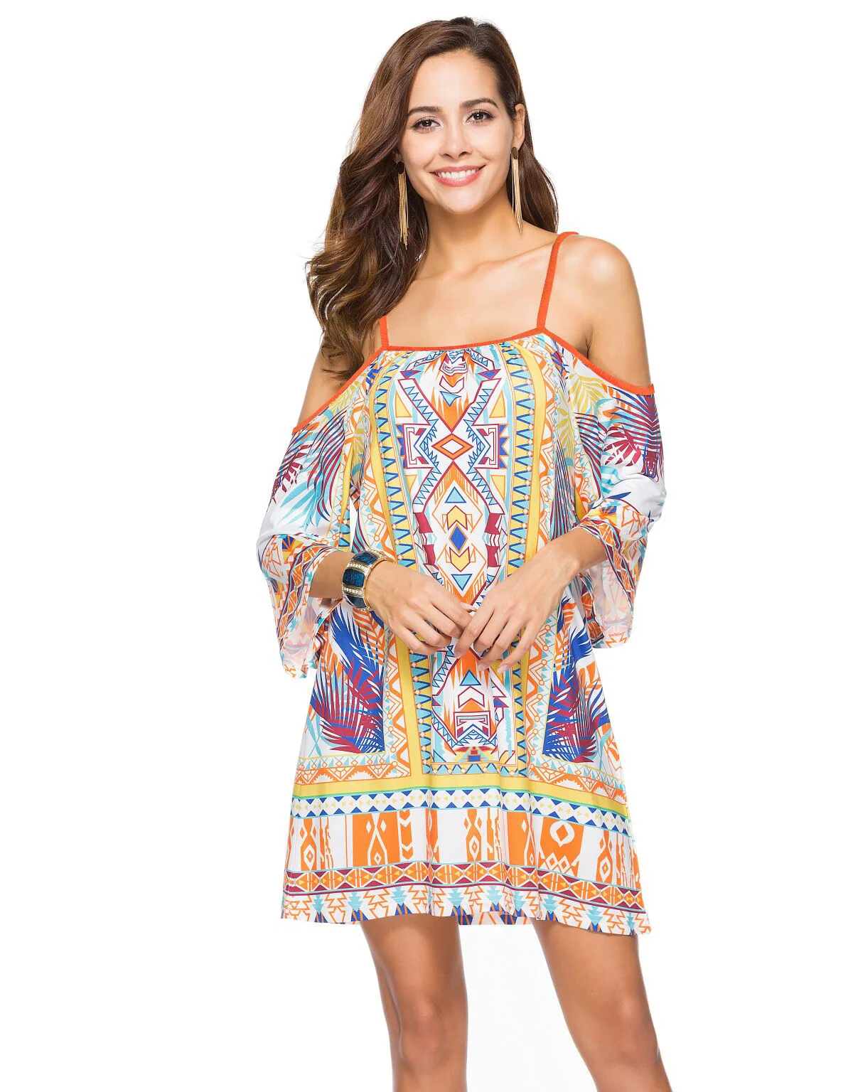 Пляжное летнее платье для женщин Большие размеры Printed A Line богемный Винтаж Sexy