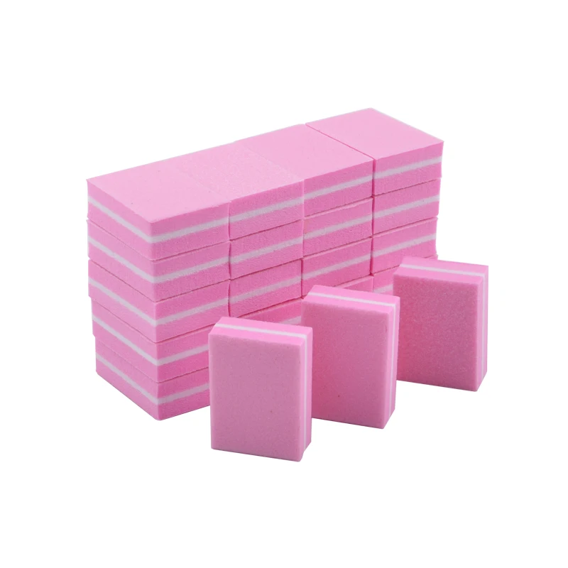 100pcs/lot Pink Sponge Nail File Sanding Buffing Polish Blocks Washable Buffer Art Pedicure Tools | Красота и здоровье