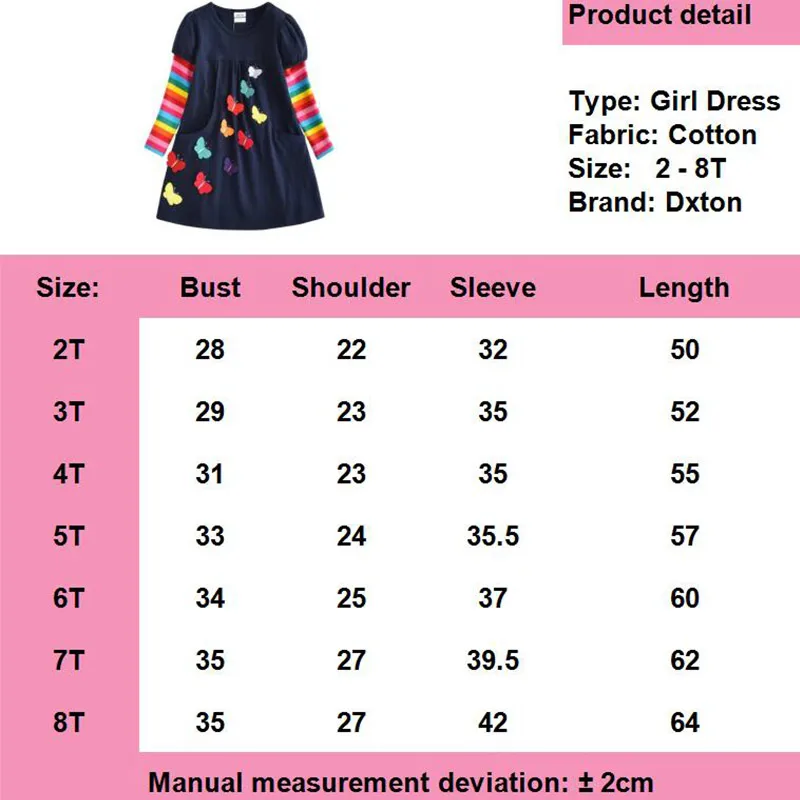 DXTON Christmas Girls Dresses Long Sleeve Baby Winter Kids Cotton Clothing Casual for 2-8 Years Children | Детская одежда и обувь