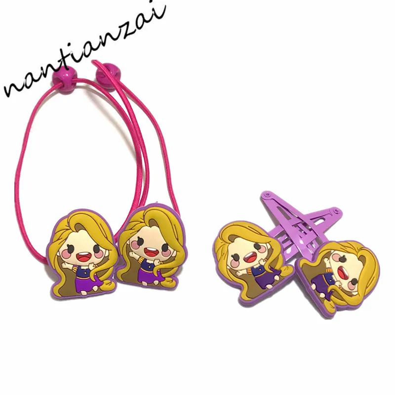 4 шт. мультяшная заколка для волос принцессы Анны и Эльзы эластичные резинки