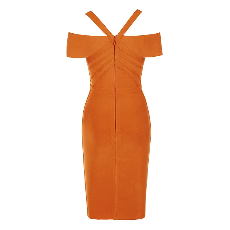 

Beateen 2019 New Vestidos Summer Neon Fashion Women Party Sexy V Neck Cold Shoulder Short Sleeve Bodycon Bandage Midi Dress