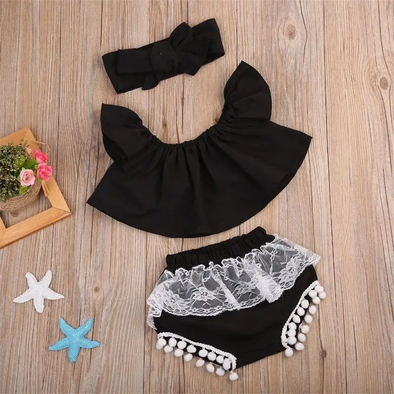 Комплект одежды из 3 предметов для новорожденных и маленьких девочек топы с