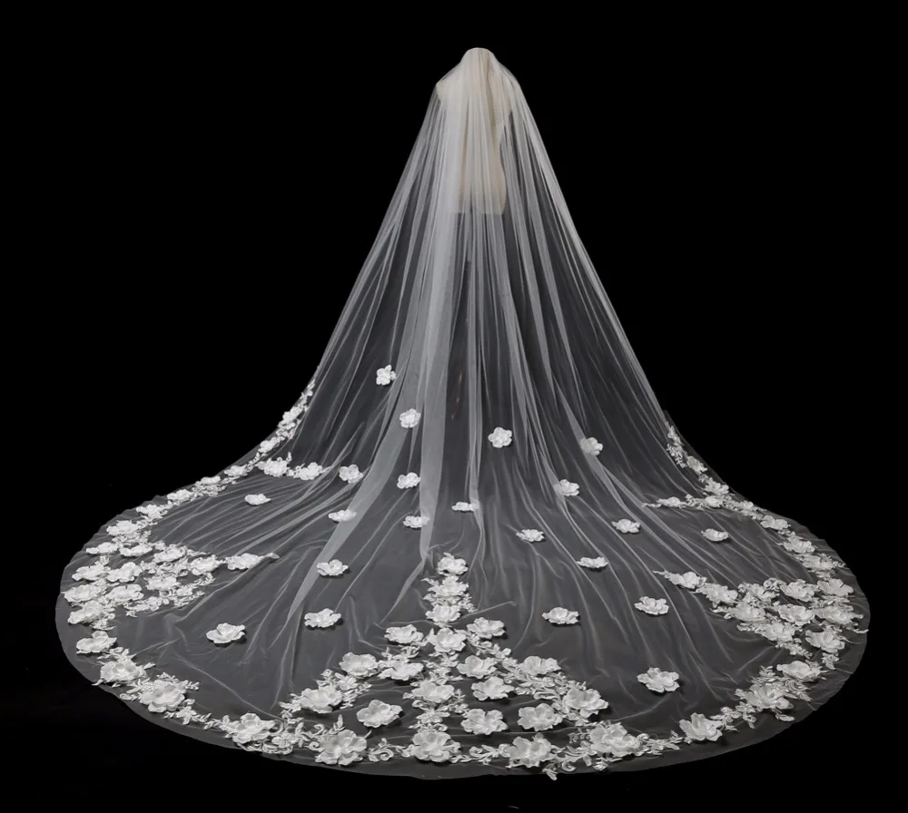 Настоящая фотография 2020 Роскошная свадебная вуаль 5 метров Длинная фата для