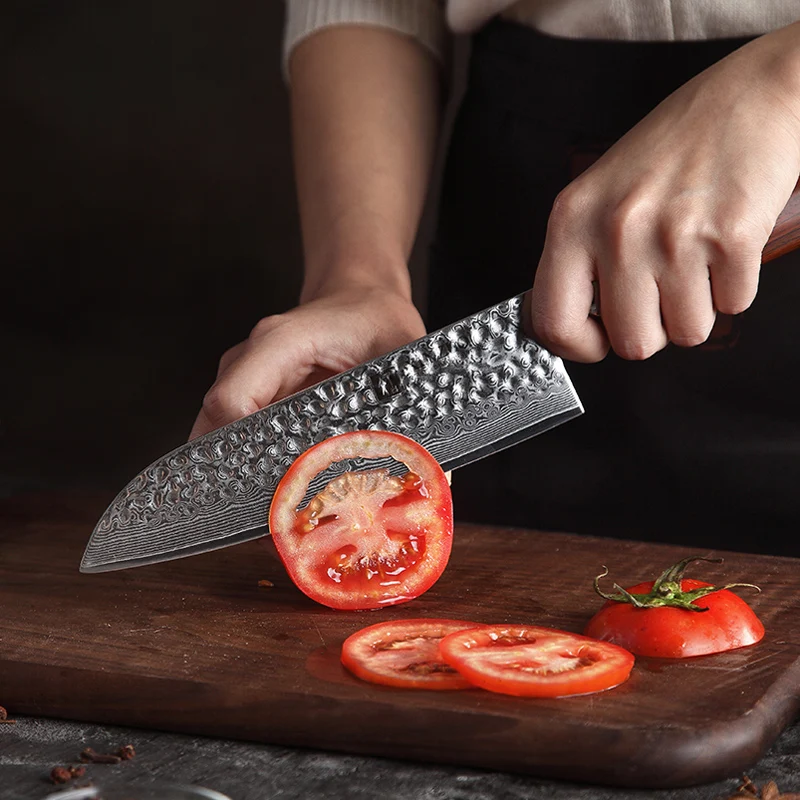 Новинка, набор кухонных ножей из дамасской стали, ручной работы, нож шеф-повара, кухонная утварь с ручкой из розового дерева, высокое качество, экологически чистые продукты