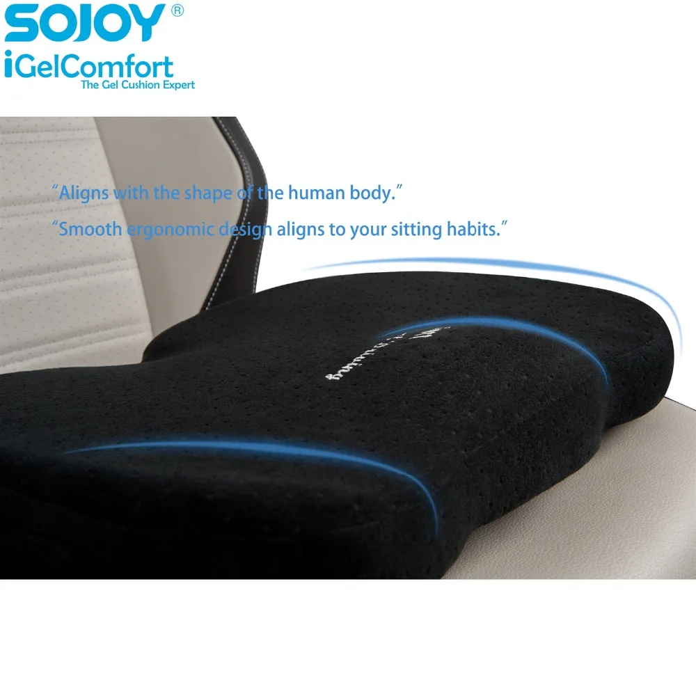 Подушка для сиденья Sojoy Gel &amp Memory Foam облегчения боли в спине и поддержки косточек