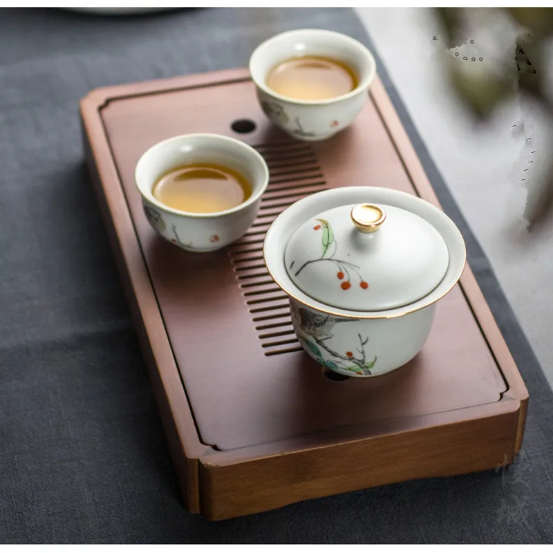 Бамбуковый чайный поднос поддон для воды прямоугольный бамбуковый маленькое