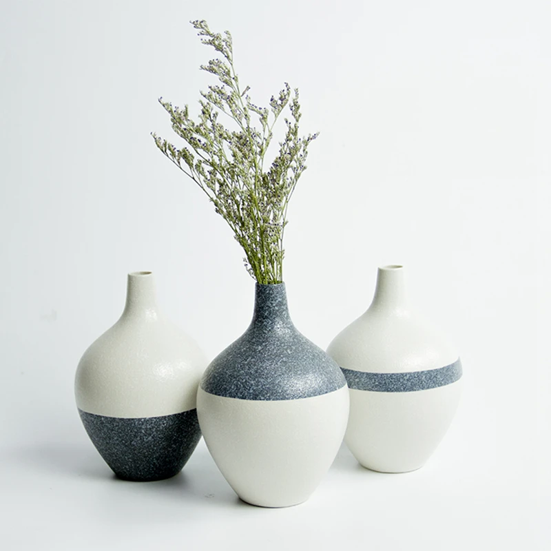 Набор из 3 керамических ваз в японском стиле глазурованная круглая ваза для